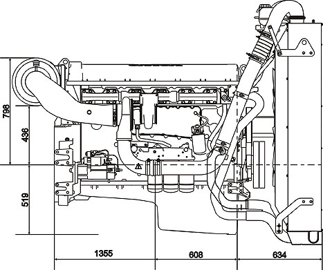 Габаритный чертеж дизельного двигателя Volvo Penta TAD1641GE