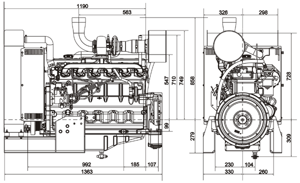 Габаритный чертеж John Deere 6068T