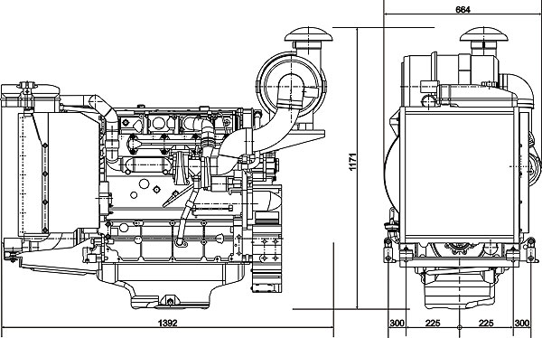 Габаритный чертеж Volvo Penta TD520GE