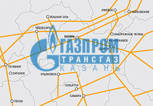 Карта территории, подшефной Газпром-трансгаз Казань