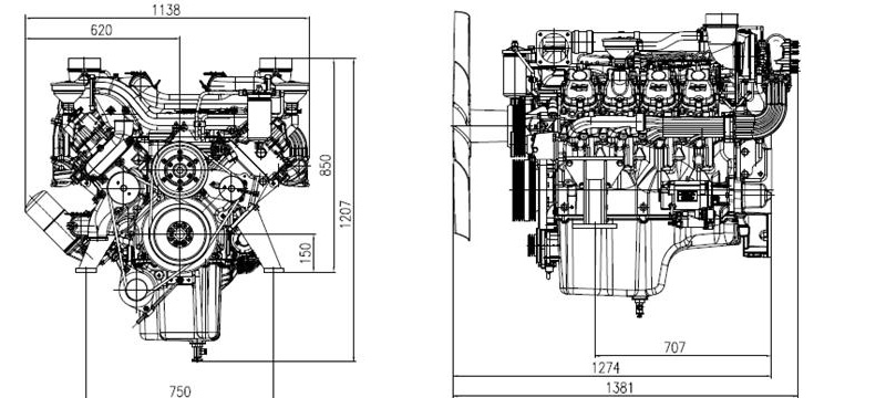 Габаритный чертеж Hyundai (Doosan) DP158LD Габаритный чертеж Hyundai (Doosan) DP158LD