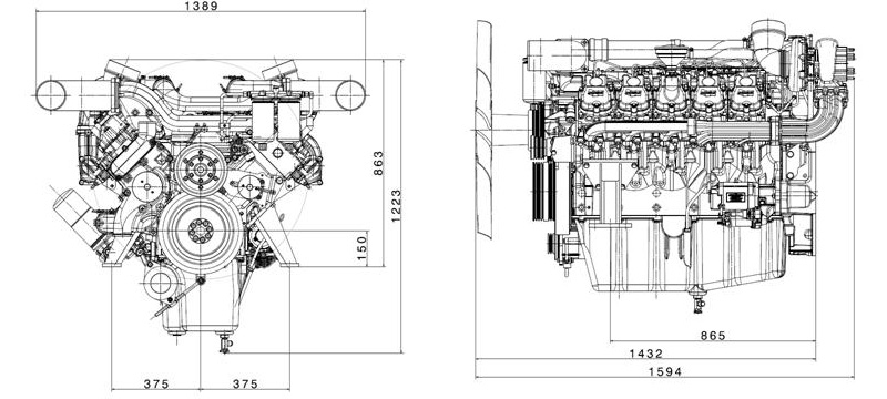 Габаритный чертеж Hyundai (Doosan) DP180LB Габаритный чертеж Hyundai (Doosan) DP180LB