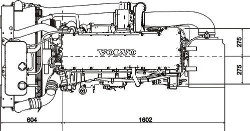 Габаритный чертеж Volvo Penta TAD1343GE