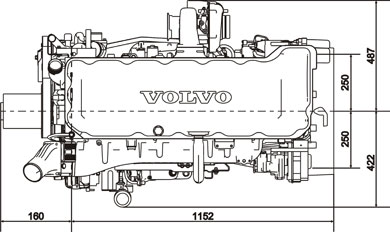 Габаритный чертеж Volvo Penta TAD940VE 