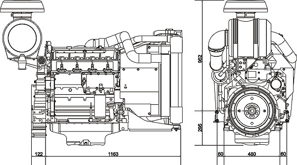 Габаритный чертеж Volvo Penta TAD531GE Габаритный чертеж Volvo Penta TAD531GE