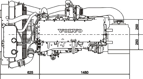 Габаритный чертеж Volvo Penta TAD941GE