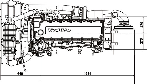 Габаритный чертеж Volvo Penta TAD1242GE