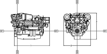 Габаритный чертеж Caterpillar C32 (морское исполнение)