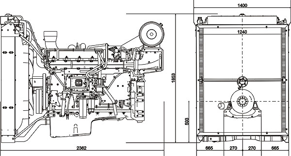 Габаритный чертеж Volvo Penta TWD1643GE