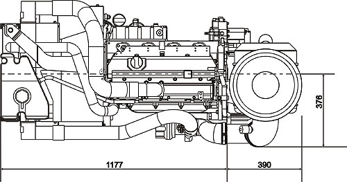 Габаритный чертеж Volvo Penta TAD531GE Габаритный чертеж Volvo Penta TAD531GE