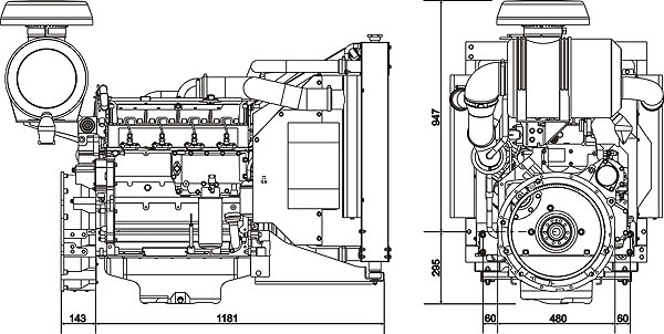 Габаритный чертеж Volvo Penta TAD532GE Габаритный чертеж Volvo Penta TAD532GE